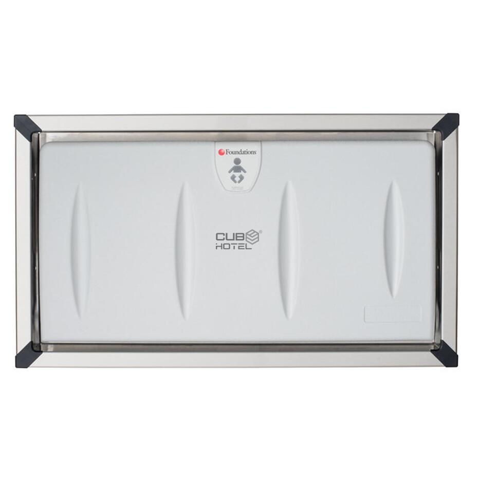 Recessed Baby Changing Station Horizontal Wall Stainless Steel Frame